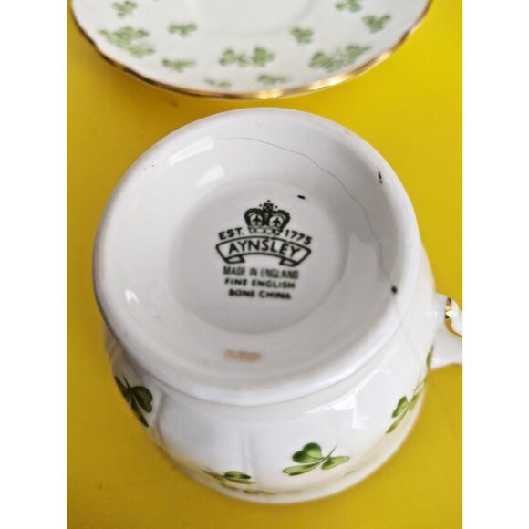 Vintage Aynsley Shamrock Bone China Footed Cup and Saucer Sets (2sets) - Picture 8 of 12